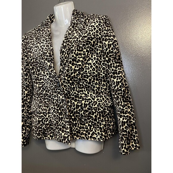 Kasper Blazer Womens 10P Leopard Animal Print Single Button Jacket Petite Brown - Picture 3 of 9